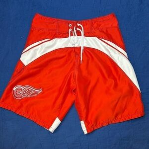 Men’s NHL Detroit Red Wings Swim Trunks - Size S - Red/White​